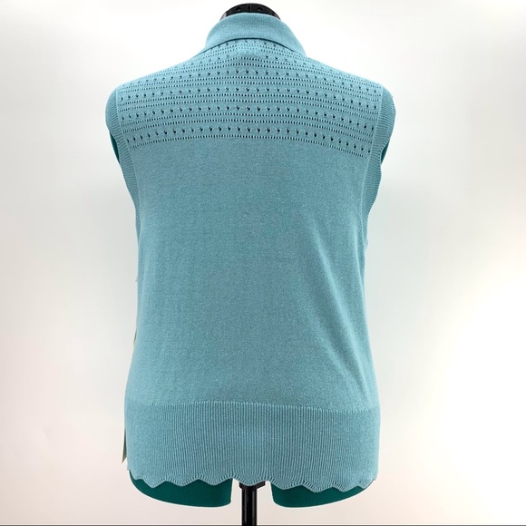 Joie NWT Sky Blue Sleeveless Scalloped Edged Sweater, Medium - Picture 6 of 16